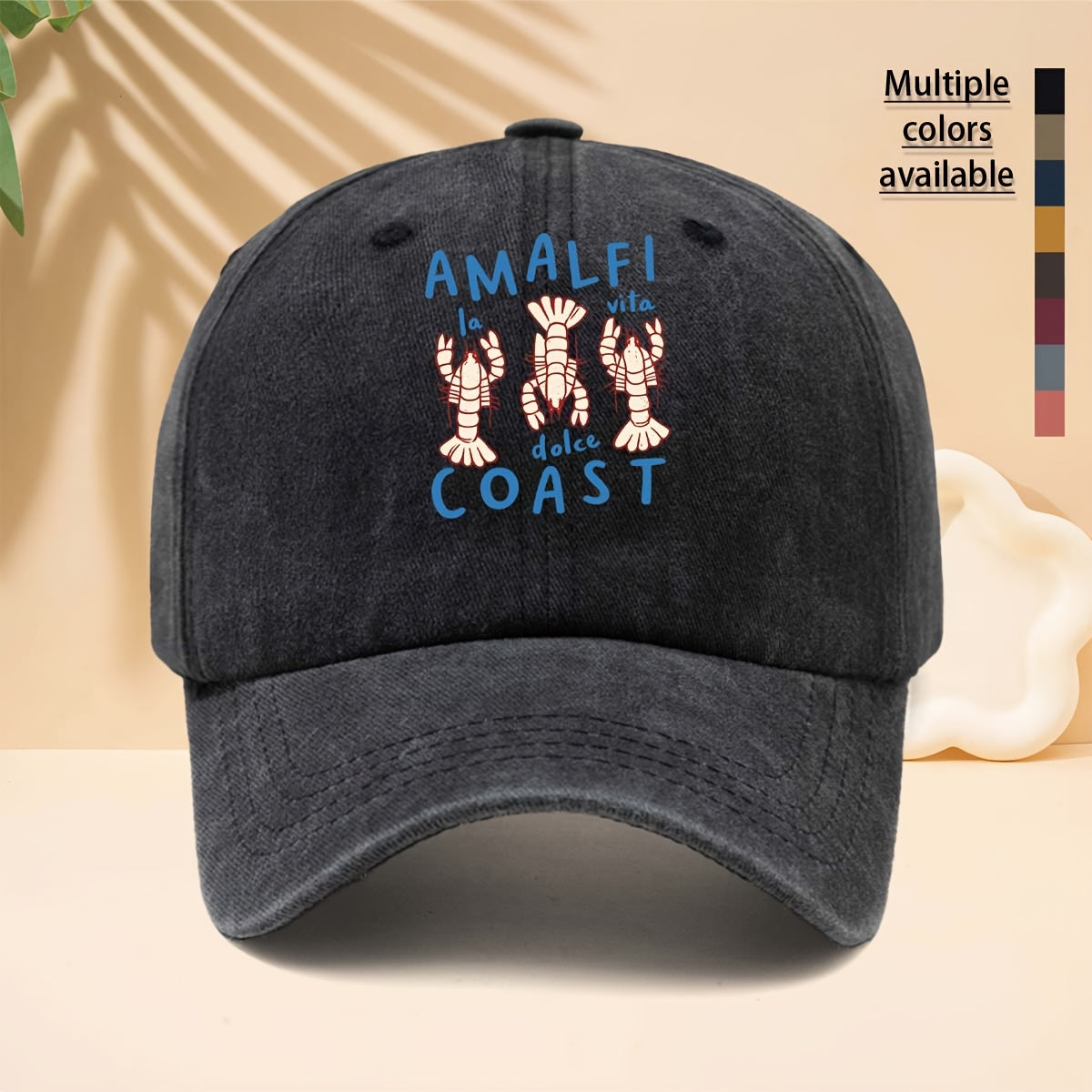 Men' & Women' Amalfi Coast Baseball Cap with La Vita Italian Design - Adjustable Duckbill Trucker Hat, Soft Top Suitable for Travel, Casual Outfits, Parties, Vacations - Unisex for All- Wear, Iconic Amalfi Coast Print