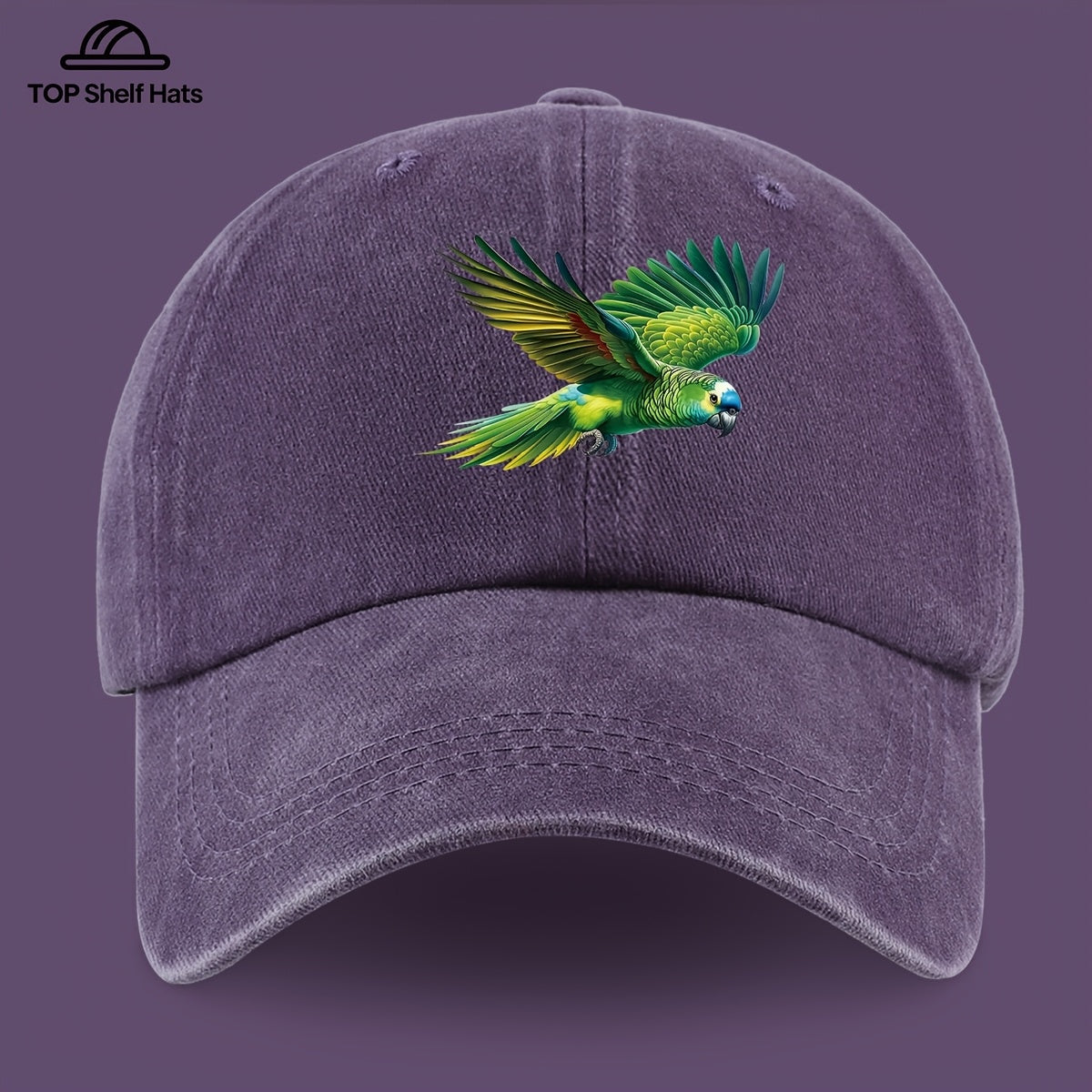 1pc Fashionable Trendy Green Parrot Pattern Design Printed Baseball Cap, Lightweight Comfortable Breathable Adjustable Size, Black PAPA Truck Driver Retro Dad Hat, Mom Beach Vacation Sun Hat, Youth Couple Outdoor Skate Cap