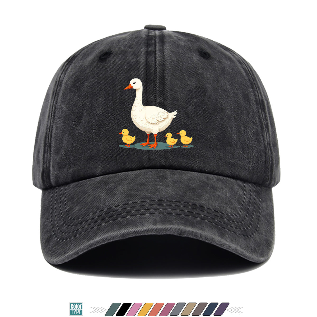 1pc Mother Goose And Three Little Yellow Ducks Warm Printed Baseball Cap Cute Pattern Sun Hat Fashionable And Versatile Unisex Duck Tongue Cap Adjustable Size Dad Fishing Hat Mom Strolling Hat Couple Skateboard Hat Suitable for Park Play