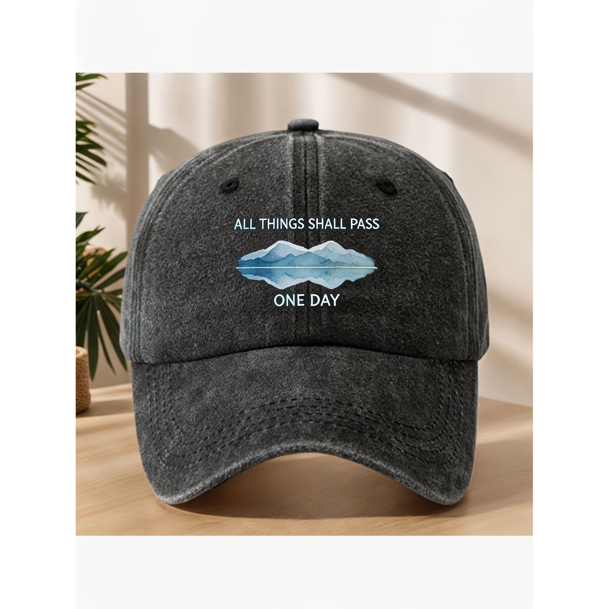 Men' & Women' Vintage Mountain Cap with Full Mountain Print - Adjustable Pull-String Baseball Hat, Machine Washable Outdoor Gift Suitable for, Casual Wear, for - Use - for Adventures and Daily Commute