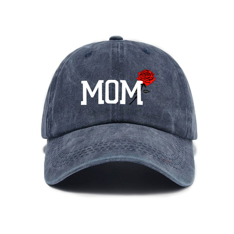 1 Top Water Washed Old Printed Baseball Cap Adult Casual Versatile Retro Old Style MOM Printed Water Washed Soft Top Baseball Cap Unisex Sun Hat