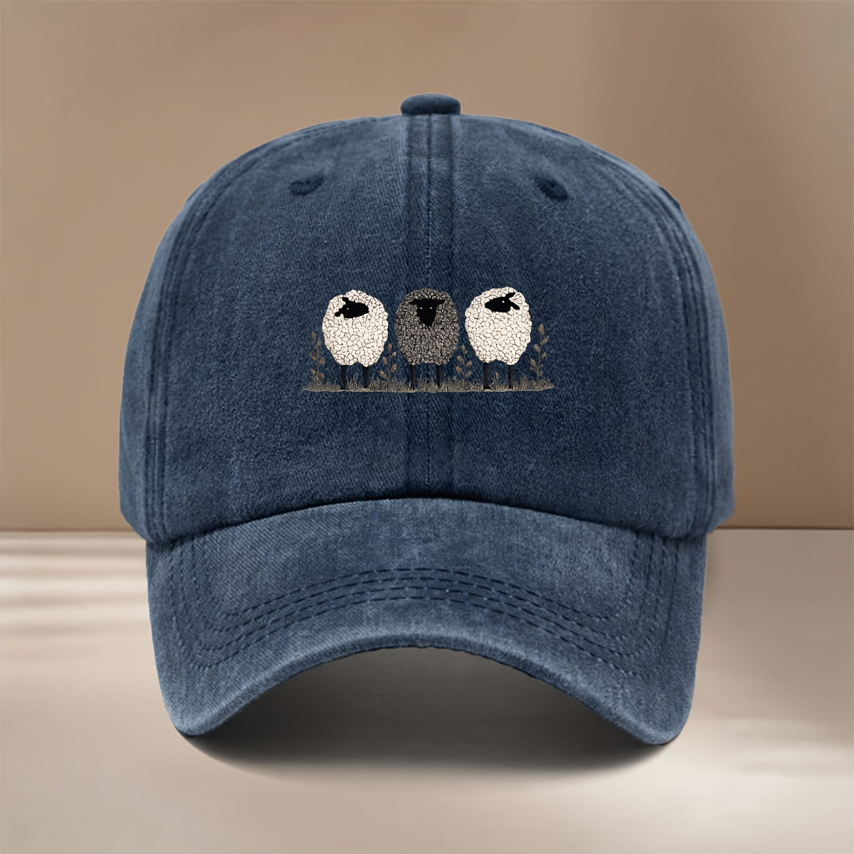 This Is a Baseball Cap with a Small Flock of Sheep Print, Suitable for All Seasons, with an Adjustable Size. It's a Unisex Hip-hop Hat, a Lightweight and Simple Snapback Cap for Outdoor Sports, Dinners, and Camping. It's a Trendy  Curved-brim Hat