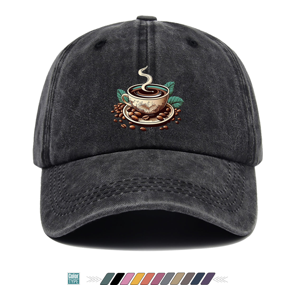 1pc 1pcs Vintage American Trucker Hat - Adjustable Soft Top Dad Cap with Coffee Print, Breathable Suitable for Outdoor Sports, Cycling,, Fishing, for Men & Women, Unisex for Youth, Skateboarding, Parties, Festivals, Gift