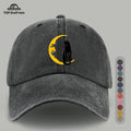 1pc Moon Cat Print Baseball Cap, Creative Illustration Sun Hat, Lightweight Comfortable Breathable Adjustable Size, Black PAPA Truck Driver Retro Dad Hat, Mom Beach Vacation Sun Hat, Youth Couple Outdoor Skate Hat