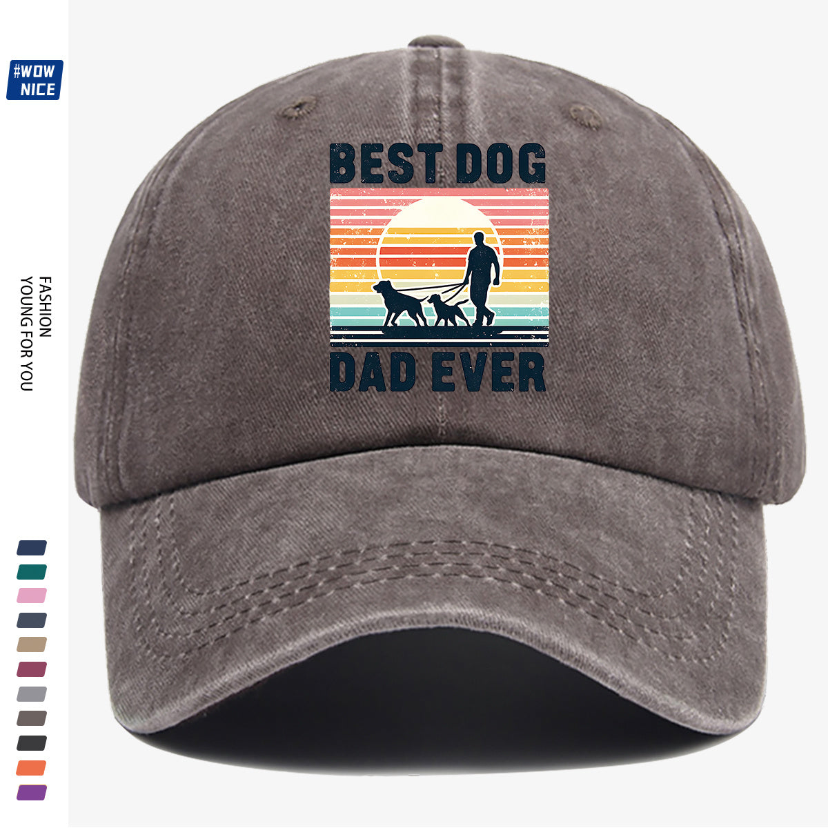 1pc "Best Dog Dad Ever" Vintage Trucker Hat - Adjustable Unisex Baseball Cap Suitable for Outdoor, Dog Walking, Picnics & Sports, Breathable Dad Hat Gift for Fathers Day, Birthdays, for Dog Lovers with Sunset Print (for Men & Women)