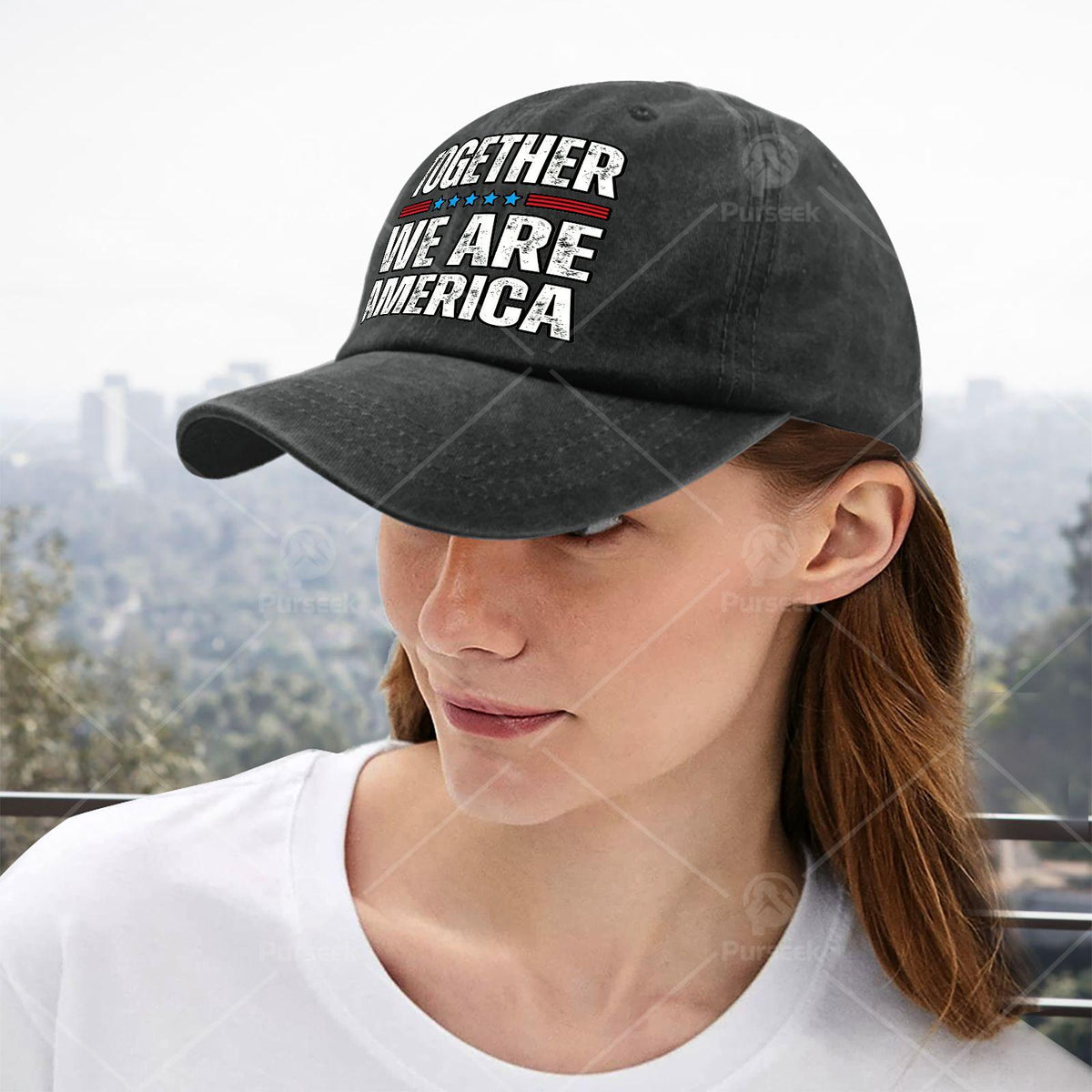 Together We Are America US Flag Vintage Baseball Hat Unisex Funny Washed