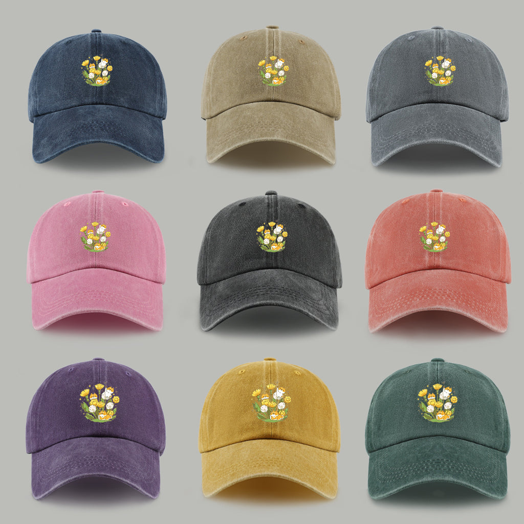 1pc Shiba Inu Dandelion Flower Patch Baseball Cap, Cute Pet Pattern Sun Hat, Fashionable Fresh And Beautiful Unisex Baseball Cap, Adjustable Size, Casual Shopping Hat, Travel Photography Hat, Suitable for Outdoor Picnics, Camping, Travel