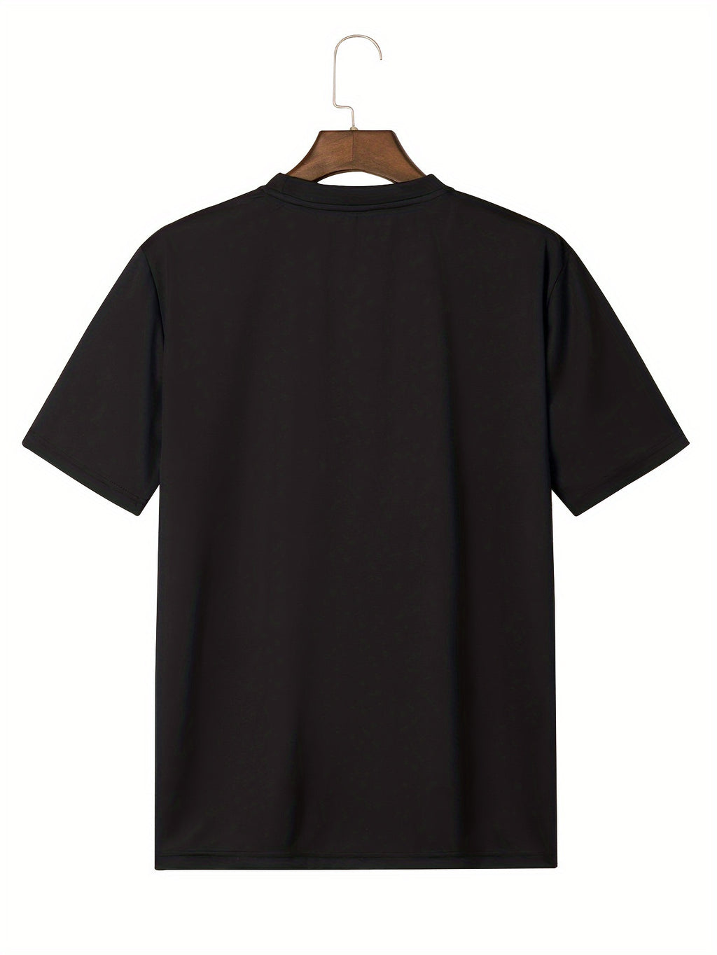 [Casual Everyday] Men's Black Cotton Short Sleeve T-Shirt with Rustic Blue French Country Horse Print – Casual, Breathable, and Machine Washable for All Seasons