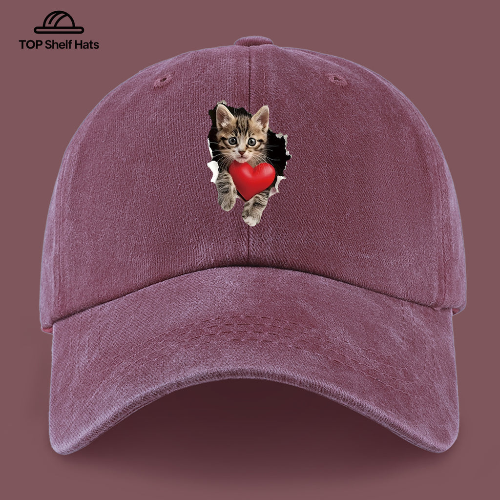 1pc Kitten Print Baseball Cap for Women & Men - Adjustable Snapback, Lightweight Breathable Suitable for Beach, Hiking, Fishing, Daily Wear - Cute Kitten Cap for Outdoor Sports, Gifts for Birthdays, Valentines, for &