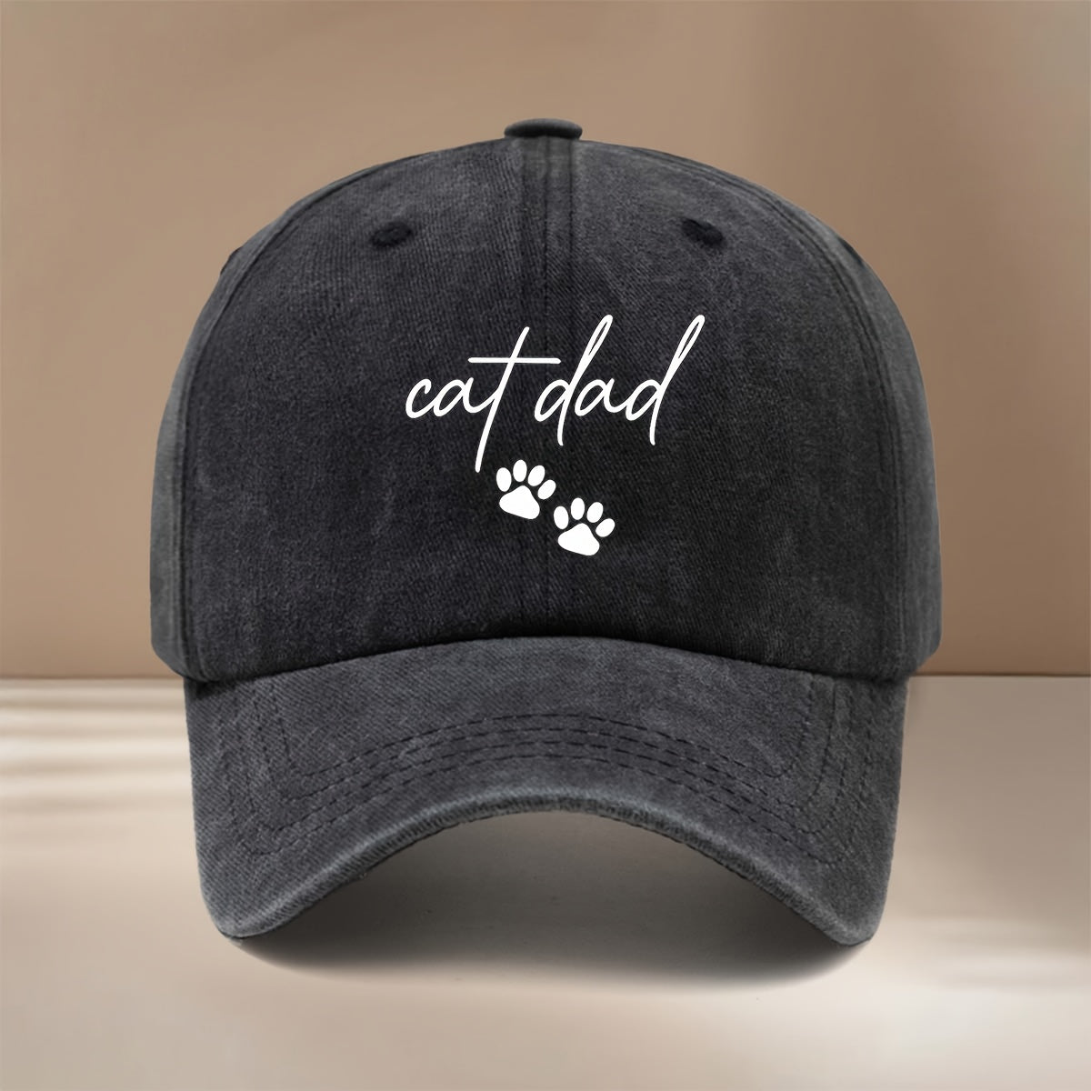 Cat Dad Two Paw Print Pattern Baseball Cap with Textured Feel, Adjustable Size, Hip-Hop Hat, Unisex Trucker Hat for Vacation, Travel, Dinner Parties, Camping, Comfortable and Lightweight Snapback Cap, Simple and  Curved Brim Hat
