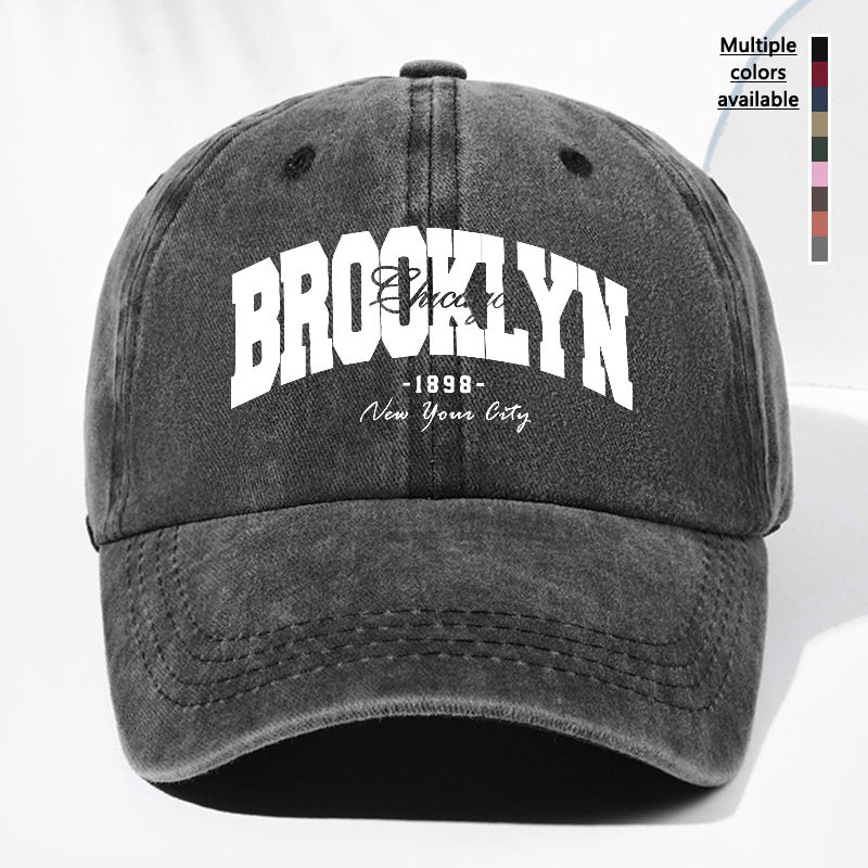 Unisex BROOKLYN1898 Letter Print Washed Vintage Baseball Cap Fashion Men Women Sun Hat Adjustable Size Trucker Cap Suitable for All Seasons Daily Wear