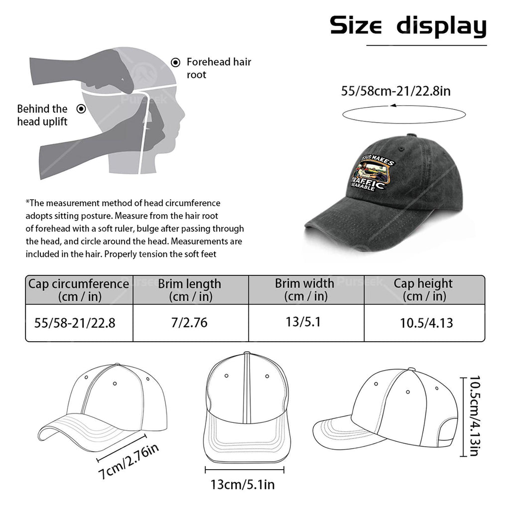 Jesus Makes Traffic Bearable Baseball - Retro Full-Body Print, Lightweight Low-Profile Unisex Hat Suitable for Christmas, Games, 4th of, Casual Wear & Religious Gifts
