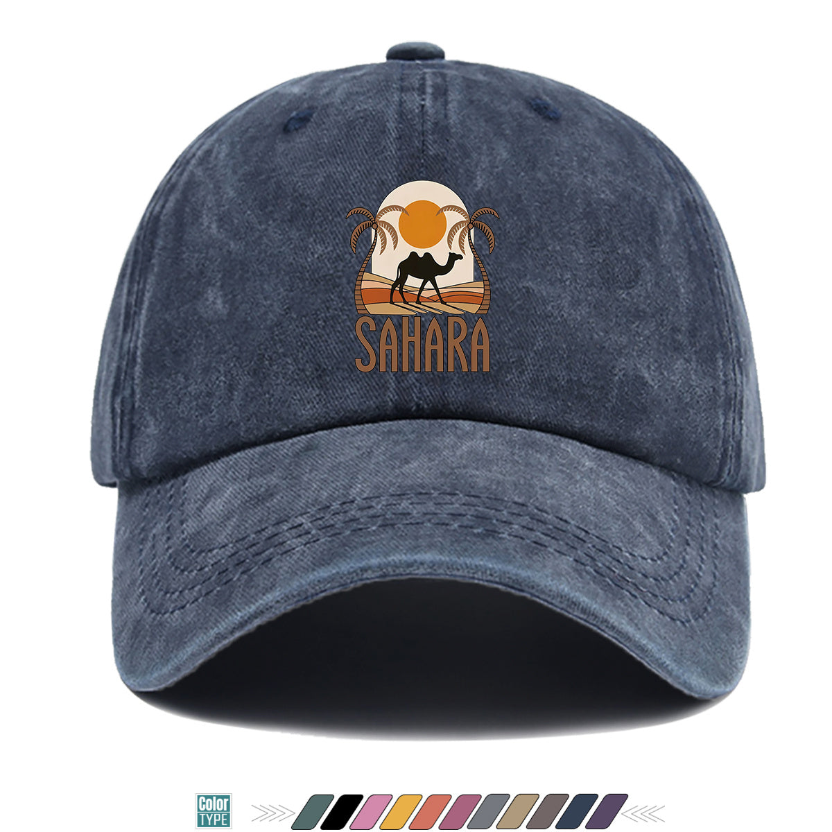 1pc Sahara-Themed Camel and Palm Tree Print Baseball Cap, Comfortable and Breathable Sun Hat, Stylish, Simple, and Beautiful, Unisex Baseball Cap with Adjustable Size, Trucker Hat, Beach Vacation Hat, Suitable for Outdoor Adventures, Desert Travel