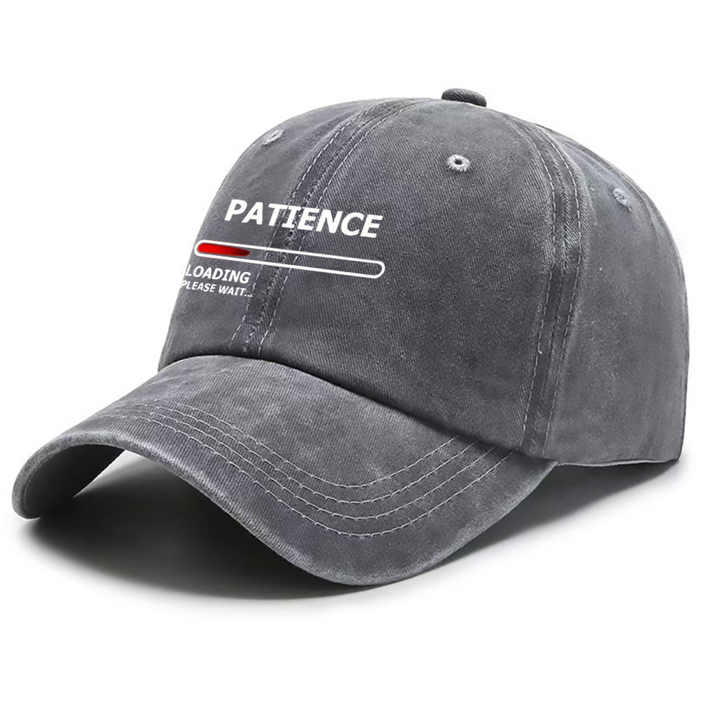 1 Patience Print Baseball Cap - Soft, Breathable, Adjustable Snapback with Curved Brim, Lightweight Unisex Design for Casual Outdoor and Formal Occasions. Hand Wash Only. Ideal Gift, Event Headwear, Fashion Accessory for Style Enthusiasts
