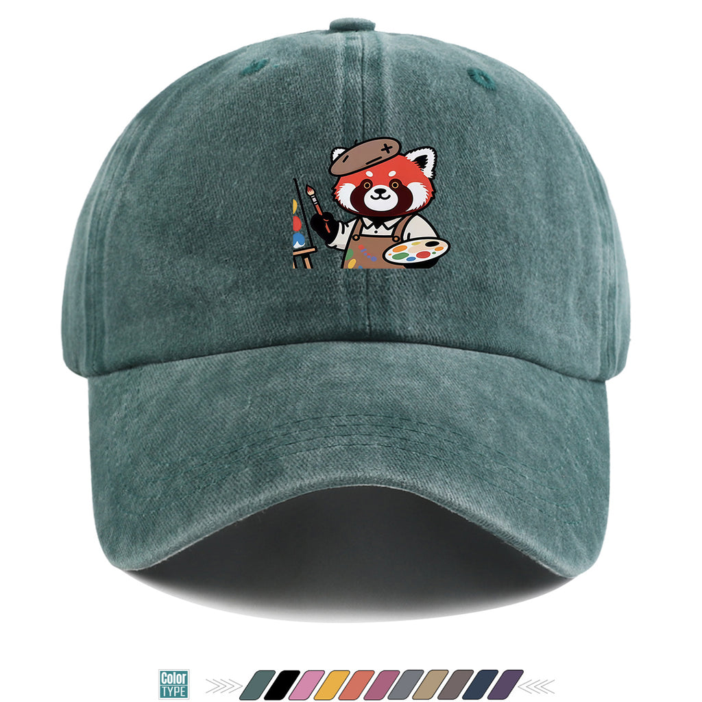 1pc Little Panda Painter Cap - Cute Panda & Brush Print Baseball Hat, Adjustable Duckbill Suitable for Outdoor Sketching, Museum Visits, Travel - Unisex for Men & Women, Creative Gift for Artists,, Birthday Present