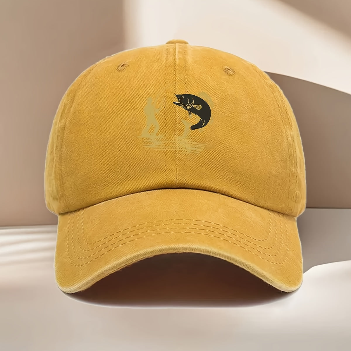 Fishing-Themed Baseball Cap with Curved Brim & Suitable for All Seasons, Suitable for Easter Ramadan Independence Day Parties, Outdoor Casual Hat for &, Fishing Print for Daily Wear and Events