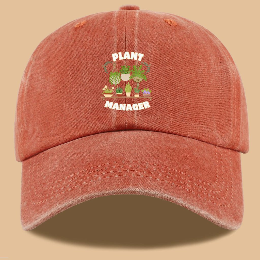 1pc "PLANT MANAGER" Plant-Themed Printed Baseball Cap, Cute Greenery Pattern Sun Hat, Fashionable Fresh Aesthetic Unisex Cap, Adjustable Size Gardening Enthusiast Essential Hat, Office Desktop Plant Lover Hat, Suitable for Outdoor Gardening