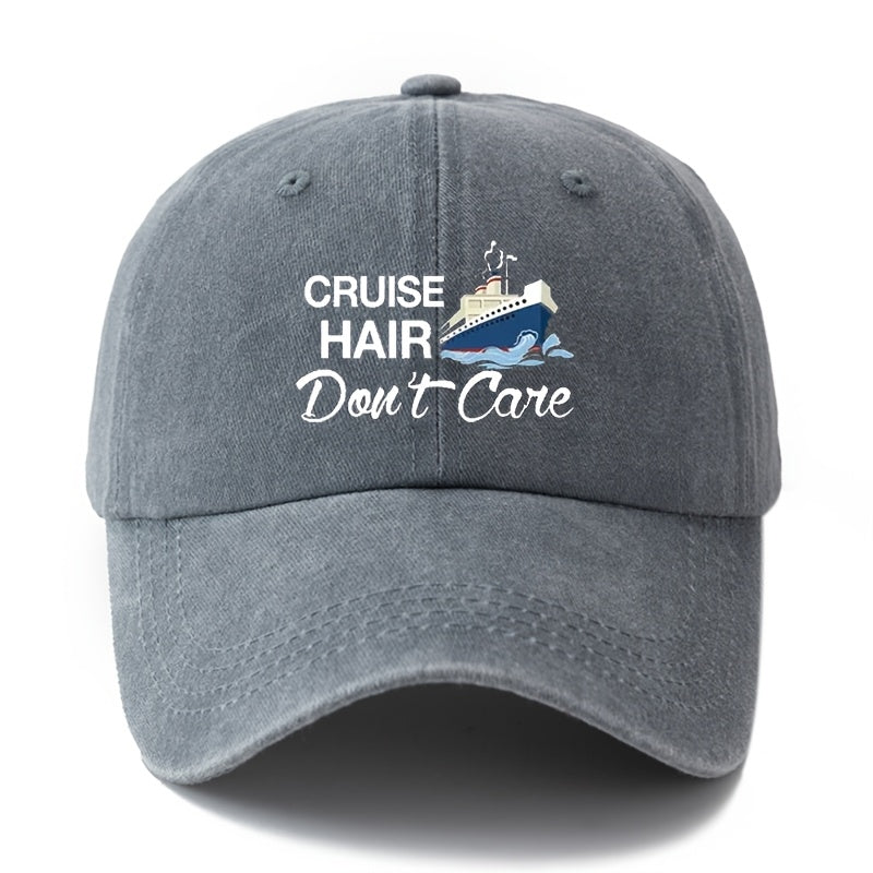 MAKEFGE Unisex Polyester Baseball Cap, Casual Cruise Hair Don'T Care Print, Adjustable Hip Hop Hat with Curved Brim, Outdoor Sports Truck Driver Cap