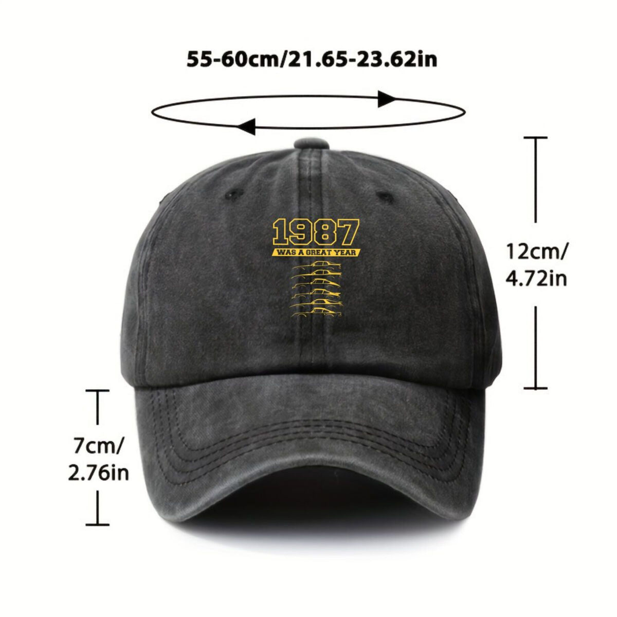 1987 Year Mark Vintage Washed Distressed Duckbill Cap, Unisex, Outdoor Baseball Cap, Adjustable, Washed Vintage Style, Lightweight And Breathable Golf Cap