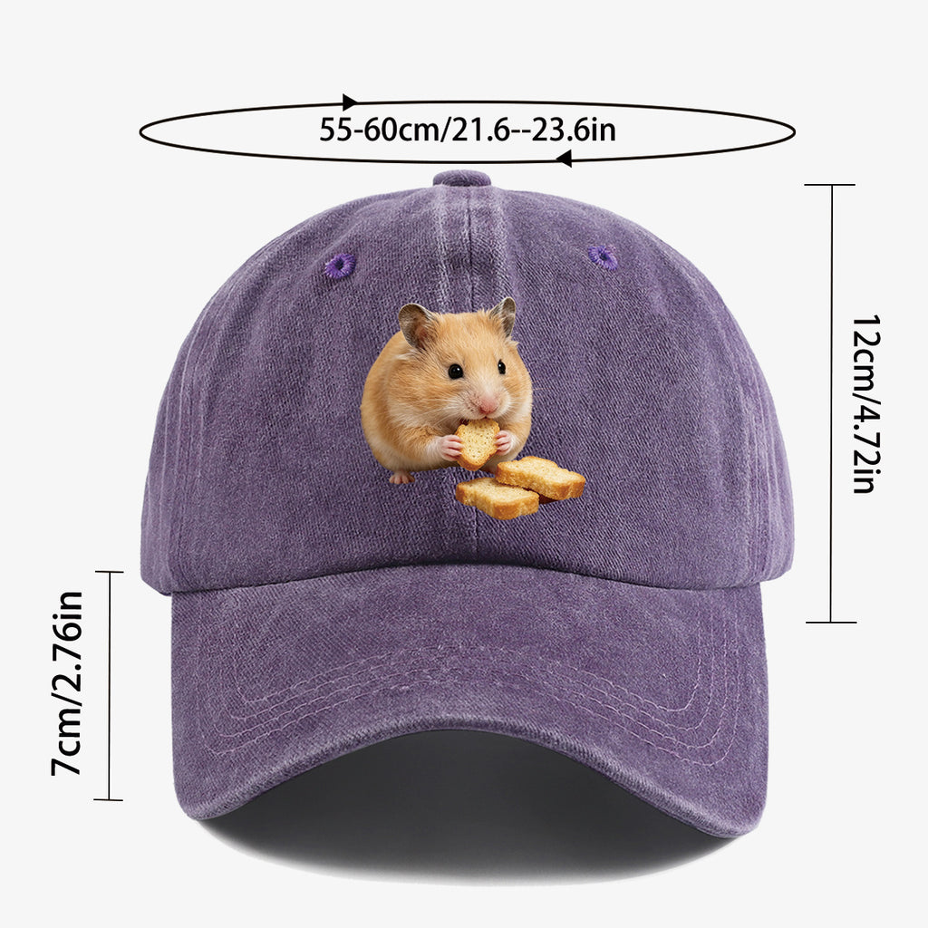 1pc Light Brown Hamster Holding Bread Slice Cute Printed Baseball Cap, Soft And Skin-Friendly Baseball Cap, Lively And Adorable Eye-Catching Men'S Women'S Baseball Cap, Adjustable Size, Casual Daily Hat, Commuting And Shopping Hat