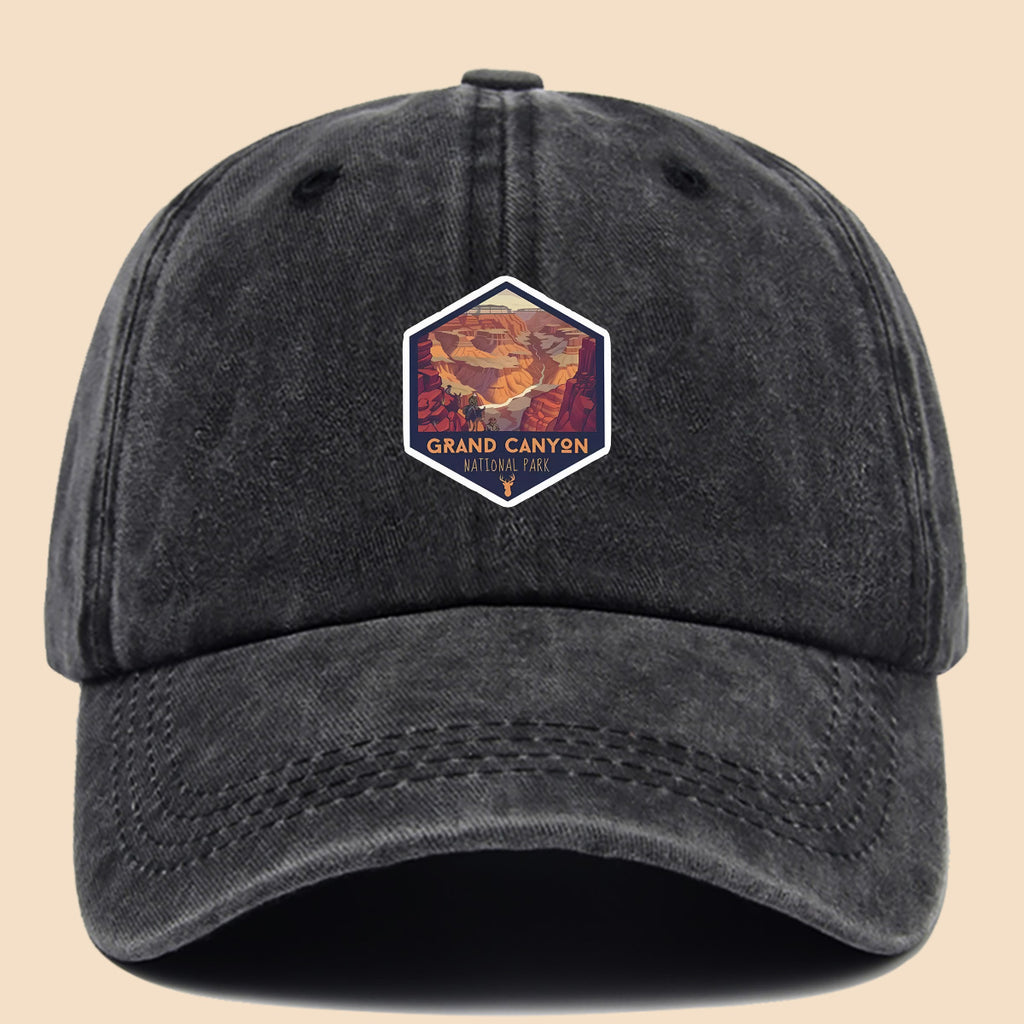 1pc Polyester Material Brightly Colored Grand Canyon National Park Minimalist Theme Design Printed Baseball Cap. Urban Casual Headwear. Black Papa Trucker Hat. Solid Color Minimalist Retro Soft-Top Curved Brim Dad Hat. Adjustable Size. Unisex Music