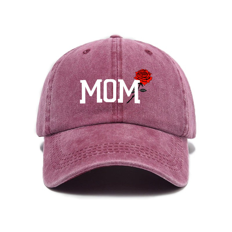 1 Top Water Washed Old Printed Baseball Cap Adult Casual Versatile Retro Old Style MOM Printed Water Washed Soft Top Baseball Cap Unisex Sun Hat