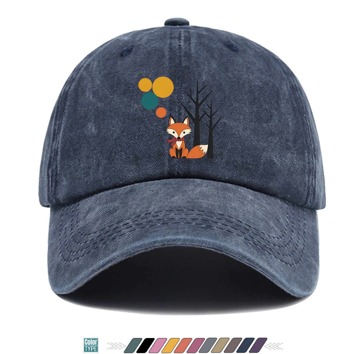 1pc Cartoon Fox Wearing Red Scarf Print Baseball Cap Colorful Geometric Background Sun Hat Fashionable And Beautiful Unisex Duck Tongue Cap Adjustable Size Casual Travel Hat Street Trendsetter Essential Suitable for Daily Wear, Shopping, Travel