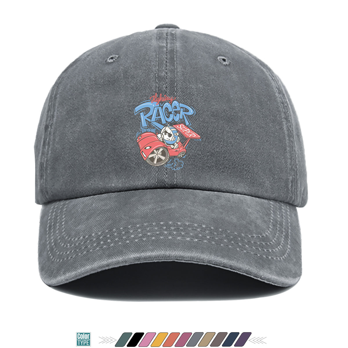 1pc "Highway Racer" Fun Cartoon Print Baseball Cap Panda Racer Pattern Sun Hat Fashion Trendy Duck Tongue Hat Unisex Adjustable Street Casual Hat Outdoor Sports Sun Hat Suitable for Daily Travel, Parties, Cycling
