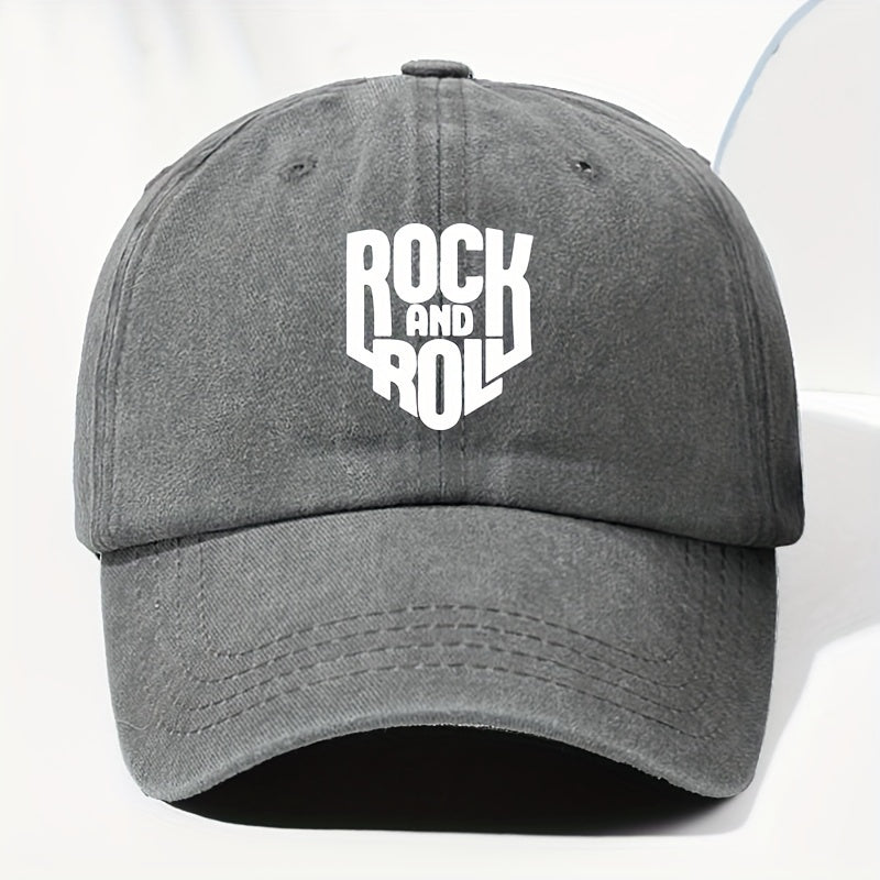 Unisex ROCK AND Printed Washed Vintage Baseball Cap Fashion Men Women Outdoor Hat Adjustable Circumference Trucker Hat Suitable for All Seasons Daily Wear