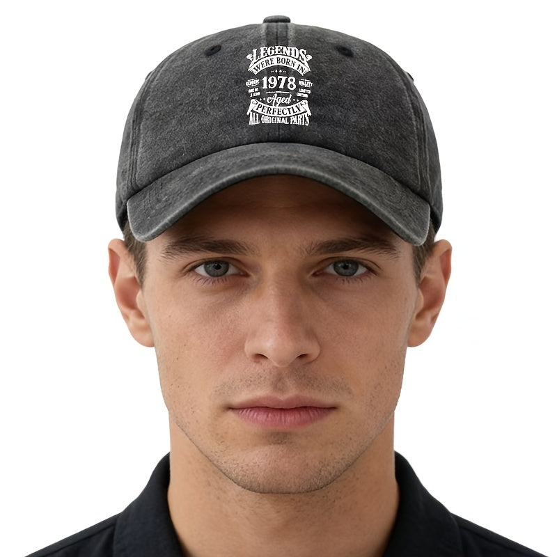 Unisex, Fashionable And Versatile Printed S 1978 Baseball Cap, Classic Retro Washed Outdoor Lightweight Curved Brim Cap, Suitable for Outdoor Vacations, Travel, Camping, And Other Casual Occasions, Hip-Hop Cap for Holiday Parties, Casual Cap