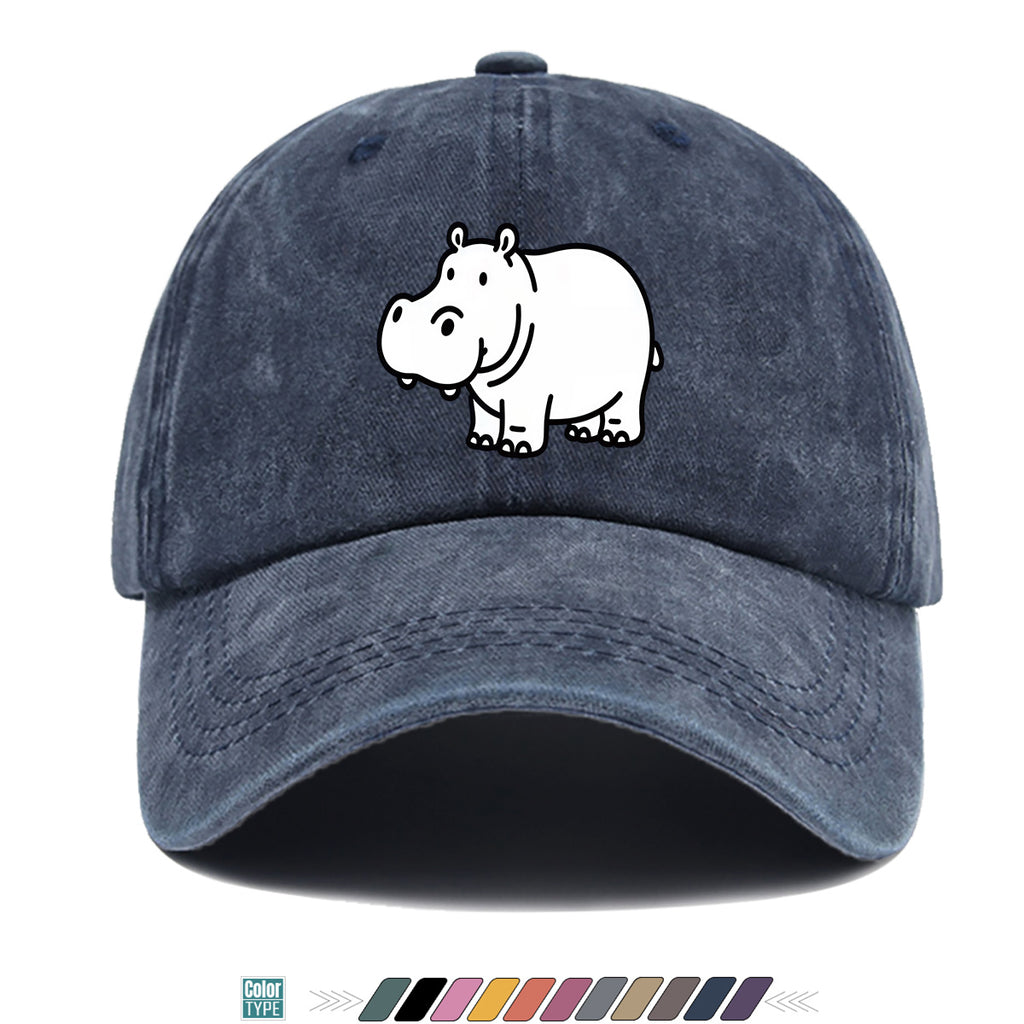 1pc Cartoon Hippopotamus Black And White Line Print Baseball Cap, Comfortable Breathable Duckbill Hat, Fashionable Cute Easy Unisex Adjustable Casual Daily Outing Hat, Vacation Hat, Bestie Couple Matching Hat, Suitable for Shopping, Picnic, Walking