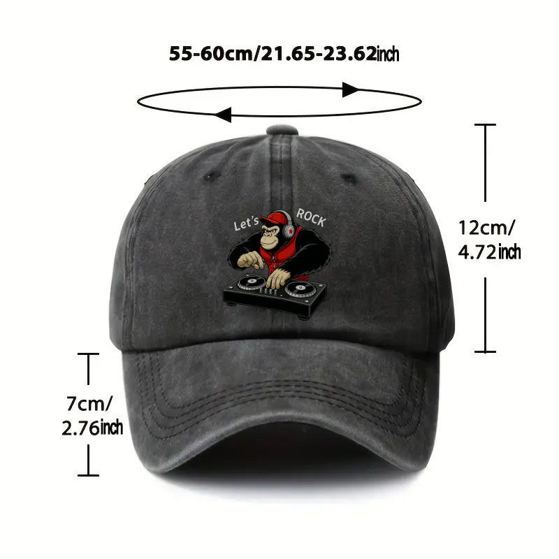 1P 1pc, Adjustable Baseball Cap with a "rock and Roll" Theme, Lightweight Printed Women's Hat, "DJ Style" Men's Trendy Cap, an Ideal Gift for Weddings, Parties, and Birthdays.