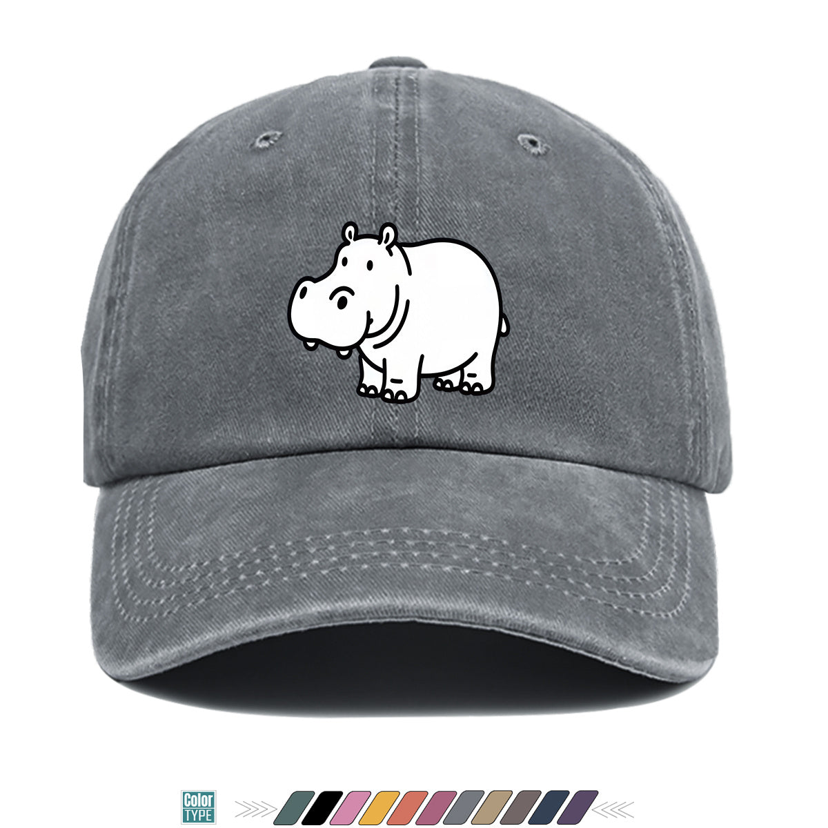 1pc Cartoon Hippopotamus Black And White Line Print Baseball Cap, Comfortable Breathable Duckbill Hat, Fashionable Cute Easy Unisex Adjustable Casual Daily Outing Hat, Vacation Hat, Bestie Couple Matching Hat, Suitable for Shopping, Picnic, Walking