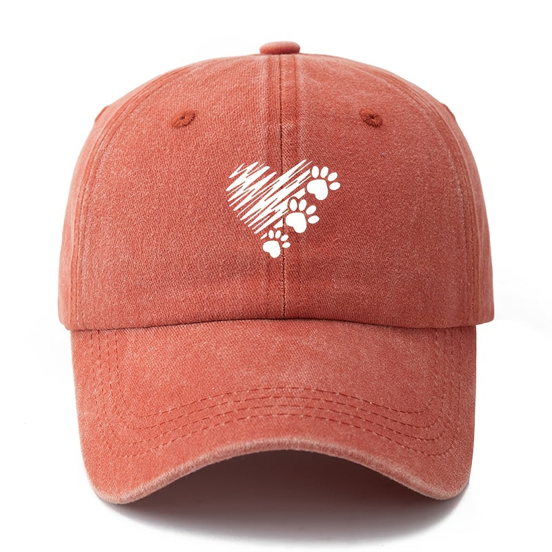 1 Unisex Fashionable Printed Graffiti Heart Dog Paw Baseball Cap | Classic Retro Lightweight Curved Brim, Ideal for Outdoor Travel, Camping, Casual Wear, and Daily Commute, Brand: MAKEFGE