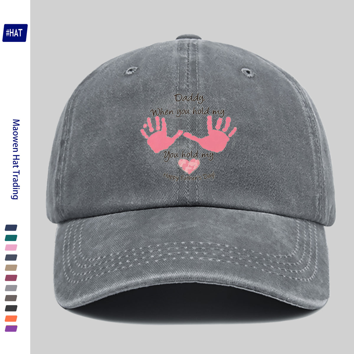 Adjustable Baseball Cap with "Daddy When You Hold Me" Lettering - Unisex Vintage Washed Hat Suitable for Streetwear, Machine Washable, Buckle Closure, Retro Design for Men & Women, Casual Fashion Accessory