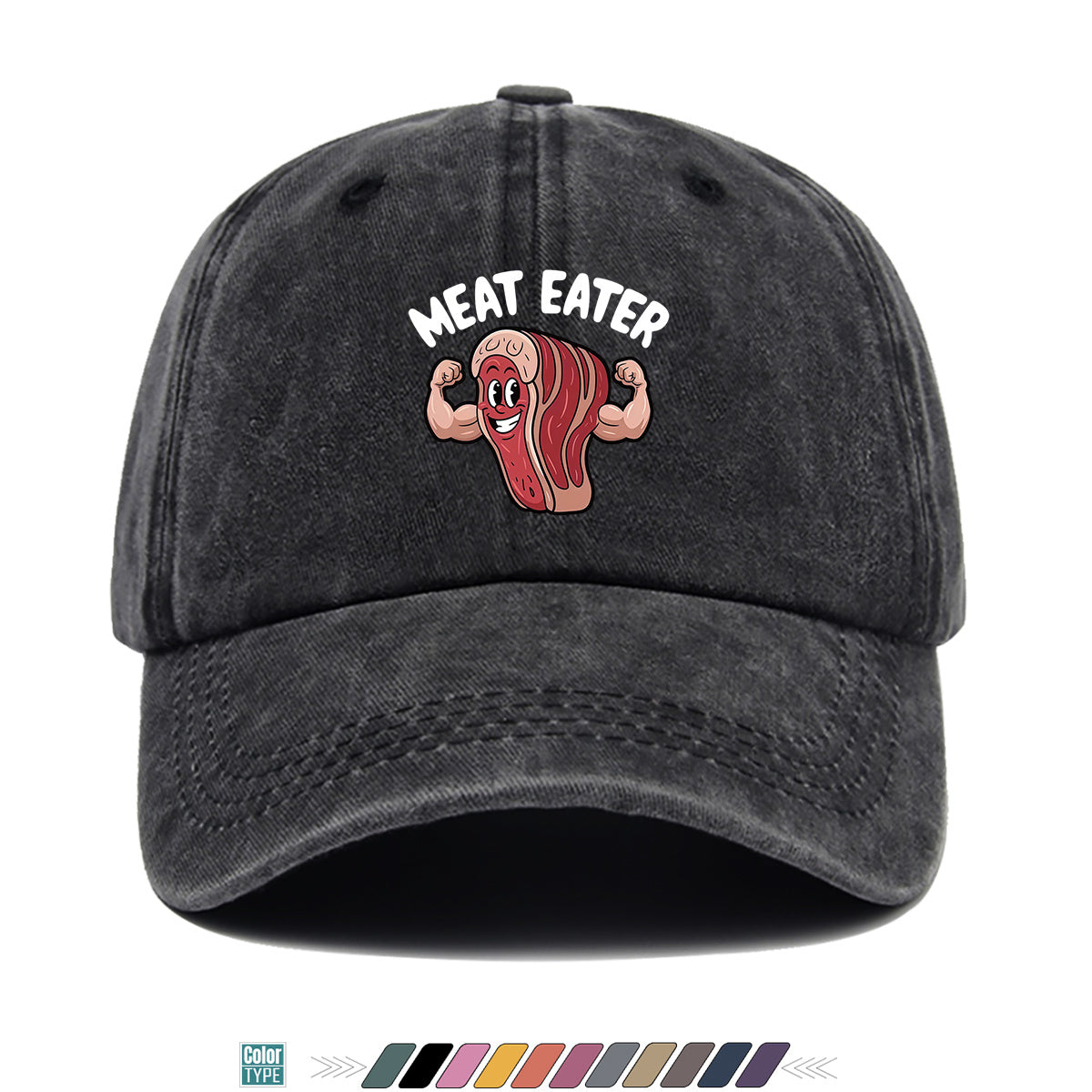1pc 1pcs Muscle Steak Print Baseball Cap Suitable for Men & Women, Adjustable Duckbill Hat with Steak, Food-Themed Gift for BBQ Parties, Picnic, Outdoor, Casual Wear, Sports Hat for Foodie Friends, Birthday Present