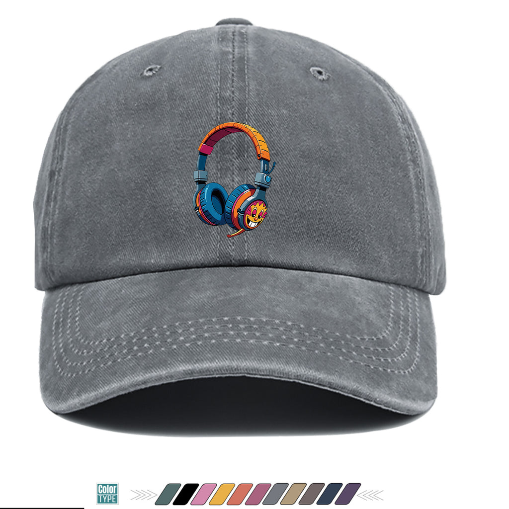 1pc Cartoon Fun Earphone Print Baseball Cap, Fashion Trendy Hip-Hop Hat, Unisex Adjustable Duckbill Cap, Comfortable Breathable Sun Hat, Street Style Essential for Music Festivals, Street Dance, Skateboarding, Casual Outings, Outfit, Parties