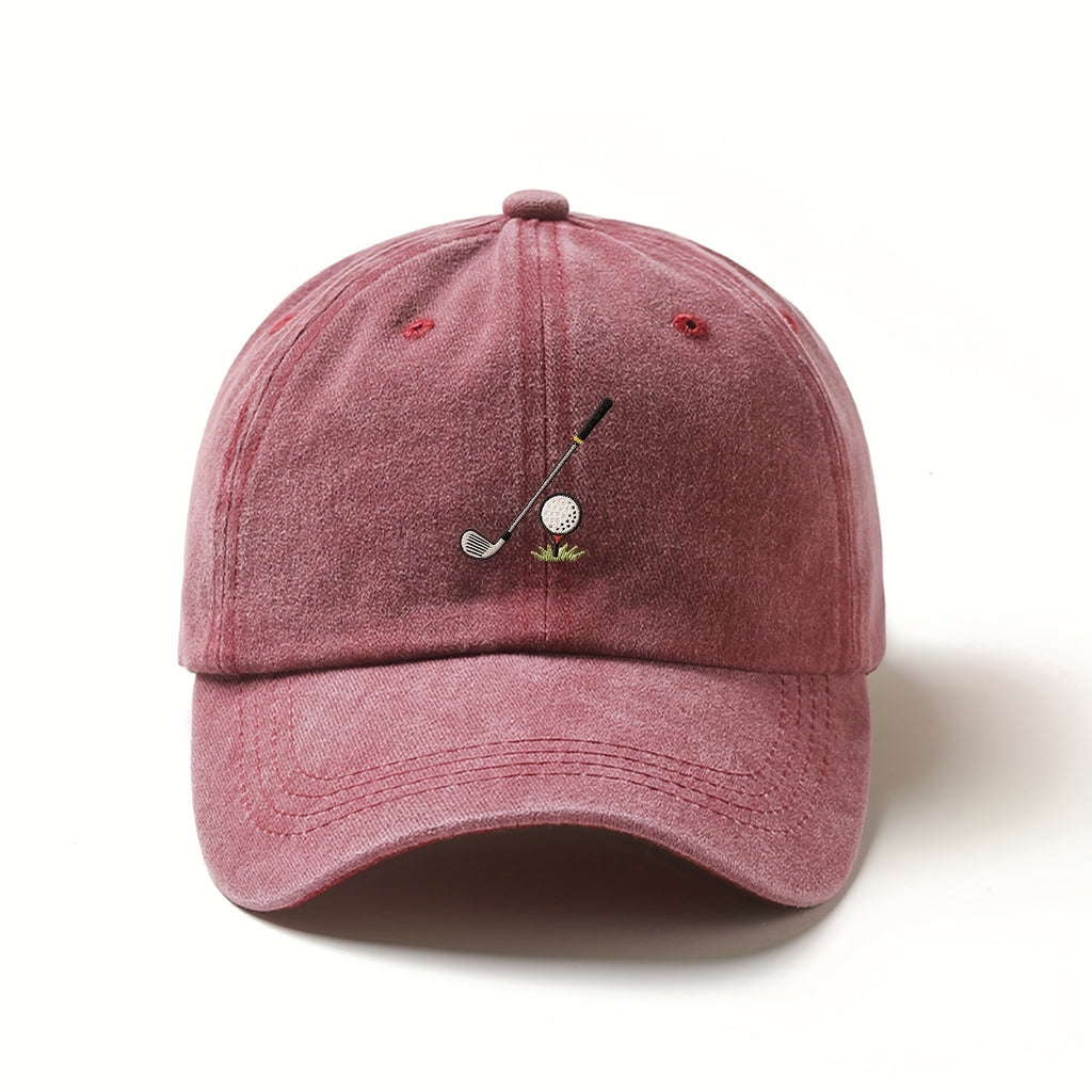Men'S Adjustable Baseball Cap Featuring Golf Club Embroidery - Made from Lightweight Elastic Material, Designed for Casual Sports, Easy to Hand Wash, Perfect for Golf Enthusiasts And Casual Outfits