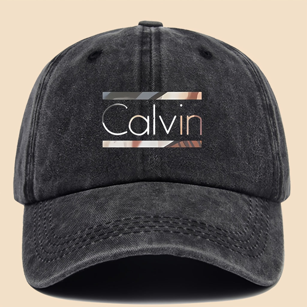 1pc 'Calvin Graphic Washed Baseball Cap - Unisex Streetwear Soft Hat, Suitable for Outdoor Adventures, Breathable Casual Sports Design, a Fashionable Accessory for All Seasons, Perfect Gift for Cycling, Fishing, And Hiking.'