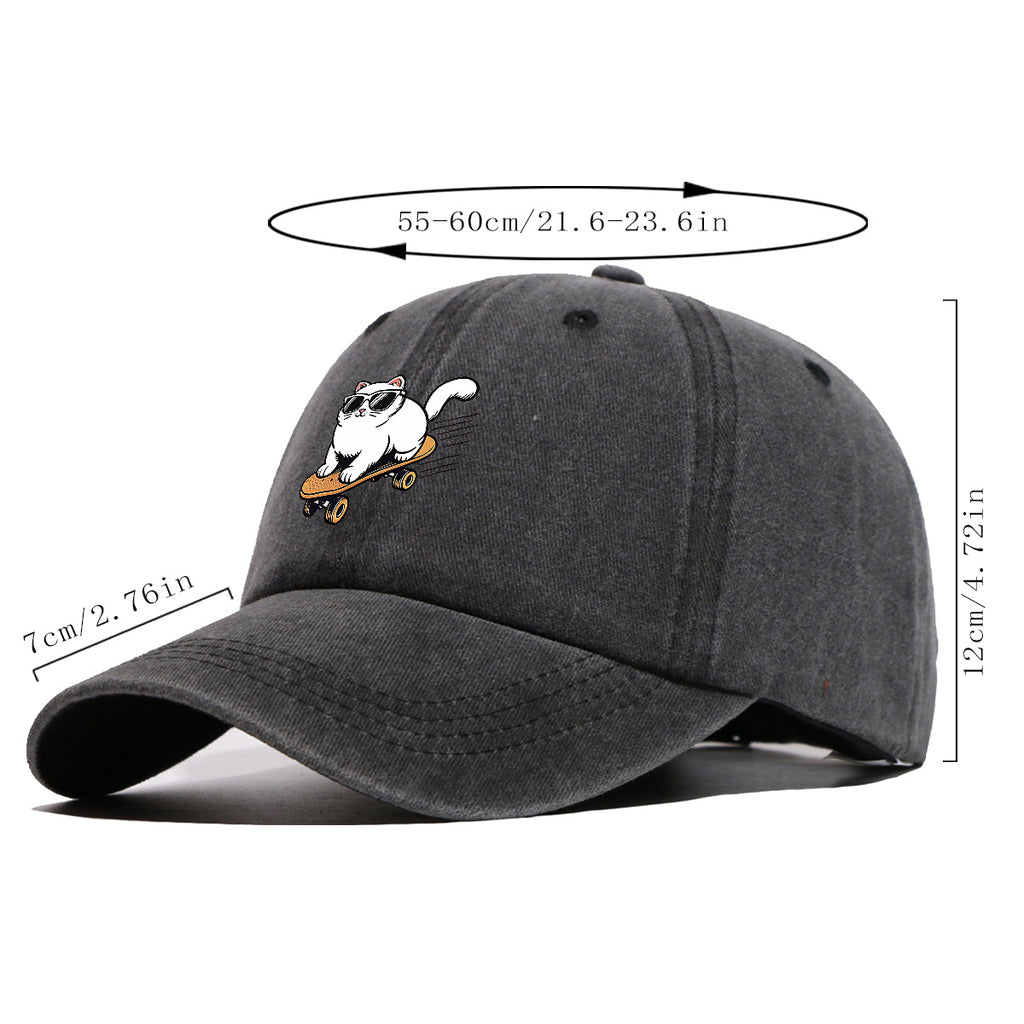 1pc 1pcs White Cat with Fashion Glasses Trucker Hat - Adjustable Unisex Cap Suitable for Skateboarding, Streetwear, Music Festivals, Summer Sun, Breathable Visor, Trendy Gift for &, Birthday Present for Skateboarders