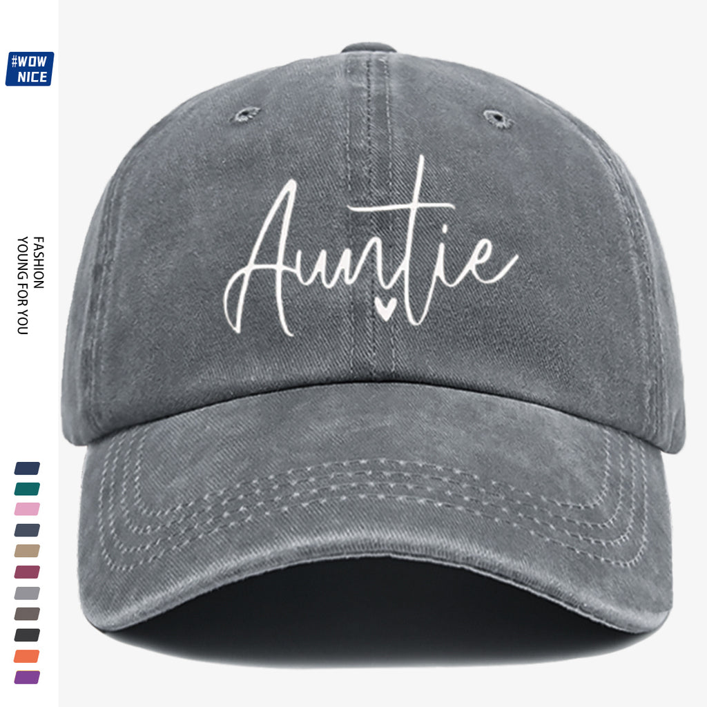 1pc "Auntie" Handwritten Heart Print Baseball Cap, Comfortable And Breathable, Fashionable And Easy, Unisex, Adjustable Size, Casual Street Style, Suitable for Daily Outings, Shopping, Dates, Coffee Meetups, Travel, Girlfriend Gatherings