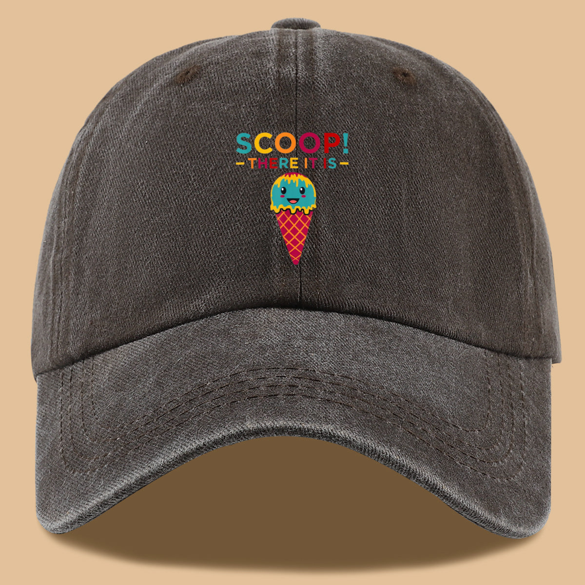 1pc 1pcs Fun Ice Cream Print Baseball Cap with Scoop! There It Is! - Adjustable Unisex Breathable Sun Hat Suitable for &, Summer Outdoor Parties, Picnic, Travel, Casual Wear - Cute, Amusement Parks
