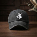 Bull Terrier Realistic White Bull Terrier Pet Portrait Art American-Style Printed Baseball Cap Vintage Washed Distressed Unisex Spring And Autumn Outdoor Sun Hat Personalized Trendy Hip-Hop Duckbill Cap