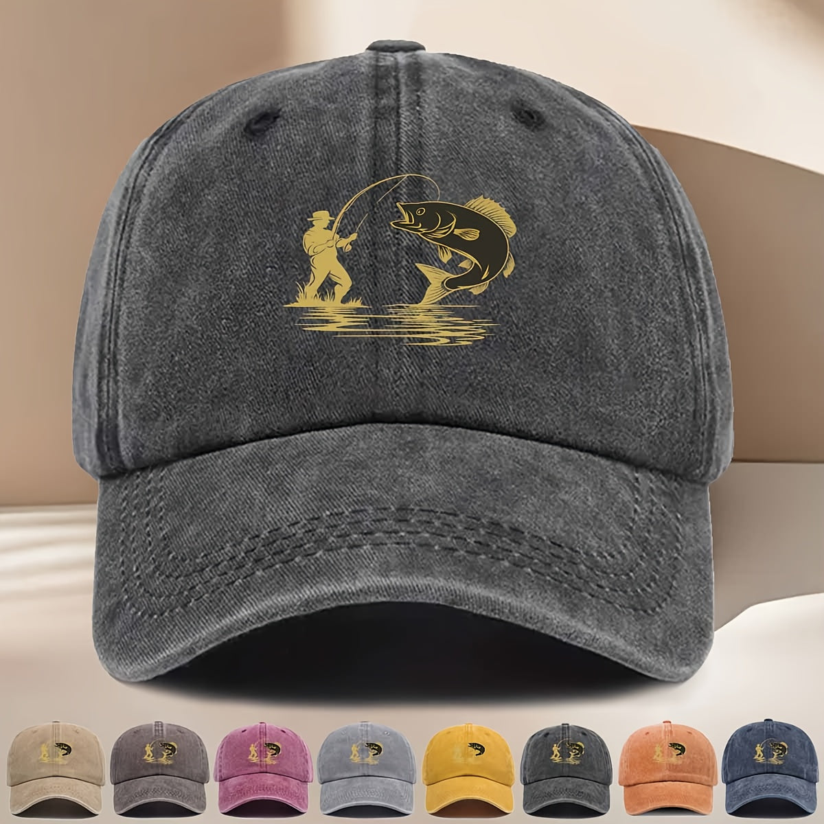 Fishing-Themed Baseball Cap with Curved Brim & Suitable for All Seasons, Suitable for Easter Ramadan Independence Day Parties, Outdoor Casual Hat for &, Fishing Print for Daily Wear and Events