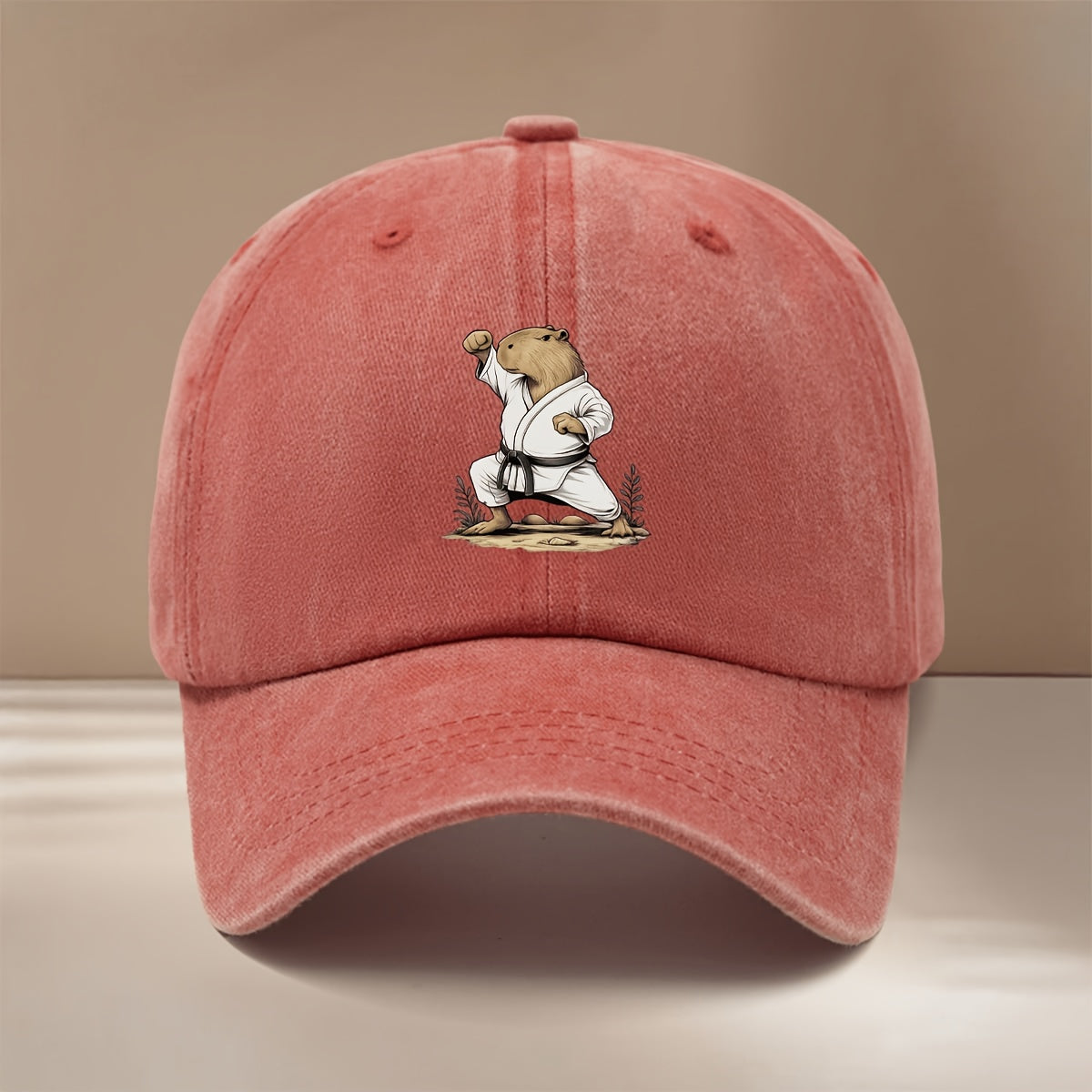 This Is a Baseball Cap Featuring a Capybara Design with a Martial Arts Theme. It'S Lightweight, Trendy, Adjustable, And Suitable for Both Men And Women. The Comfortable And Stylish Duckbill Hat Is Perfect for Outdoor Sports, Gatherings
