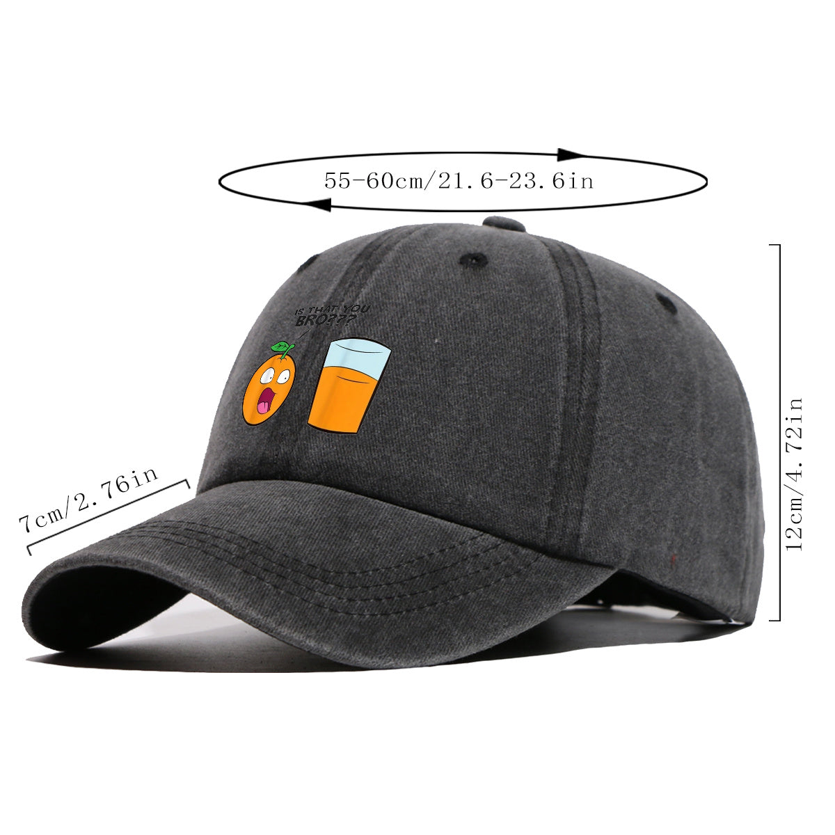 1pc Fun Surprised Orange Face & Juice Cup Print Baseball Cap - Adjustable Duckbill Sun Hat Suitable for Men & Women, Breathable Outdoor Cap for Parties, Travel, Gifts, Casual Wear with Surprised Face, Comfortable for Daily Use
