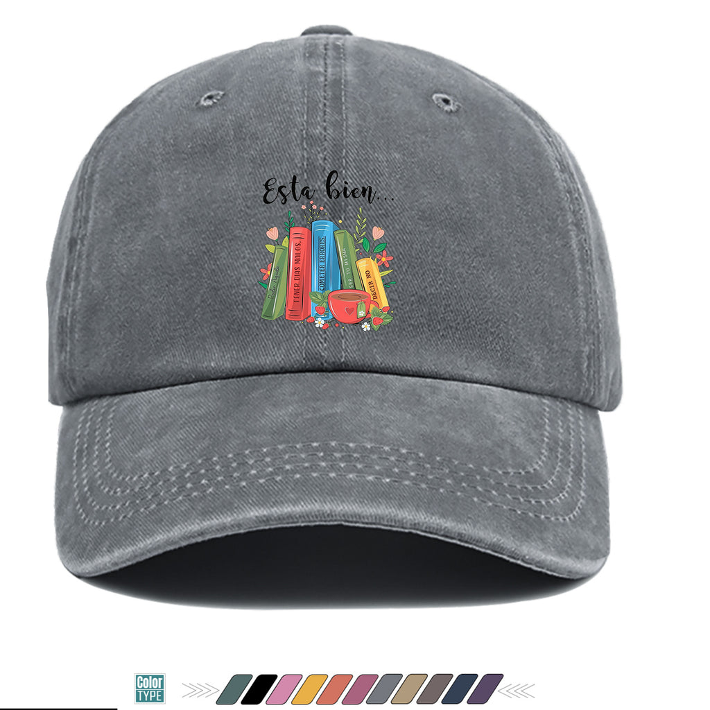 1pc Colorful Books And Teacup Illustration Printed Baseball Cap, Comfortable Breathable Sun Hat, Fashionable Aesthetic Unisex Hat, Adjustable Size, Casual Streetwear, Literary Youth Reading Cap, Suitable for Bookstore Check-In, Cafe Gatherings