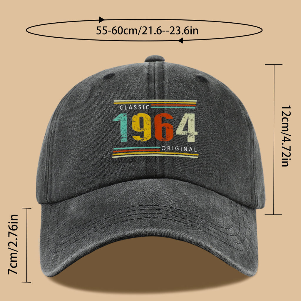 1pc 1964 Original Vintage Print Baseball Cap Suitable for Men & Women, Adjustable Duckbill Hat with Retro, Unisex Outdoor Sun Hat for Sports, Travel, Parties, Camping - Nostalgic, Holidays, Streetwear Fashion