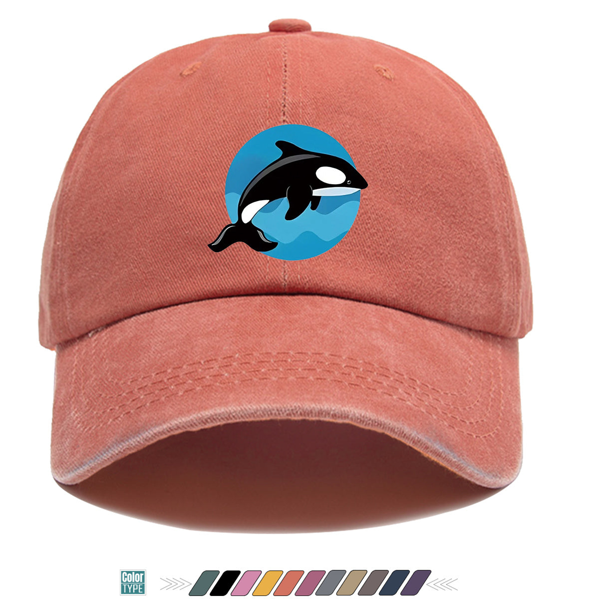 1pc Orca Leaping Over Waves Themed Printed Baseball Cap, Comfortable and Breathable Sun Hat, Stylish, , and Beautiful, Unisex Adjustable Baseball Cap, Casual Street Fashion Hat, Beach Vacation Sun Hat, Suitable for Outdoor Outings, Beach Parties