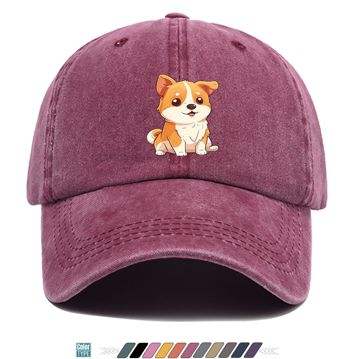 1pc Corgi Print Baseball Cap Suitable for Daily Outfits, Outdoor Activities & Gifts - Adjustable Snapback Hat with Corgi Dog Pattern, Unisex for Men & Women, Corgi-Themed, Park Strolls, Casual Wear (Cute Corgi)